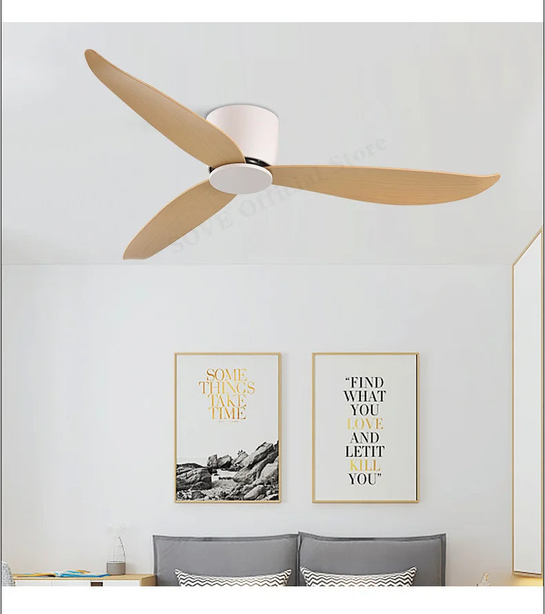 SOVE Modern Black White Low Floor DC Motor 30W Ceiling Fans With Remote Control Simple Ceiling Fan Without Light Home Fan 220V