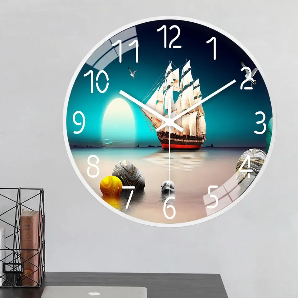 Elegant 8-inch wall clock in the style of modern fashion, perfect for any living room or office.