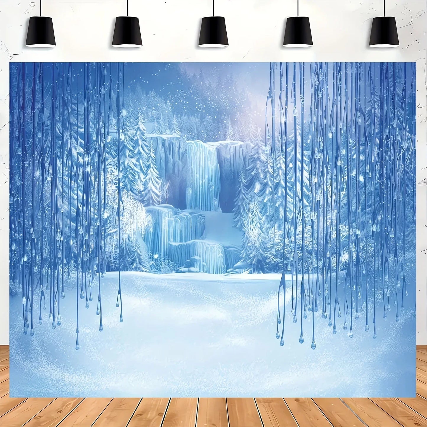 Winter Backdrop: Ice and Snow White World Photo Backdrop Christmas Winter Frozen Snow Ice Crystal Pendant