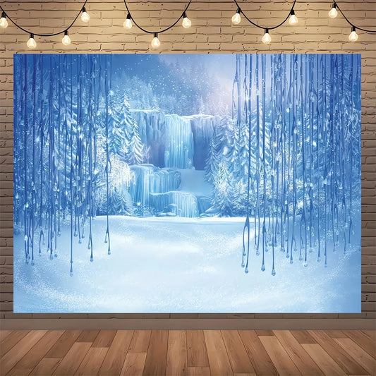 Winter Backdrop: Ice and Snow White World Photo Backdrop Christmas Winter Frozen Snow Ice Crystal Pendant