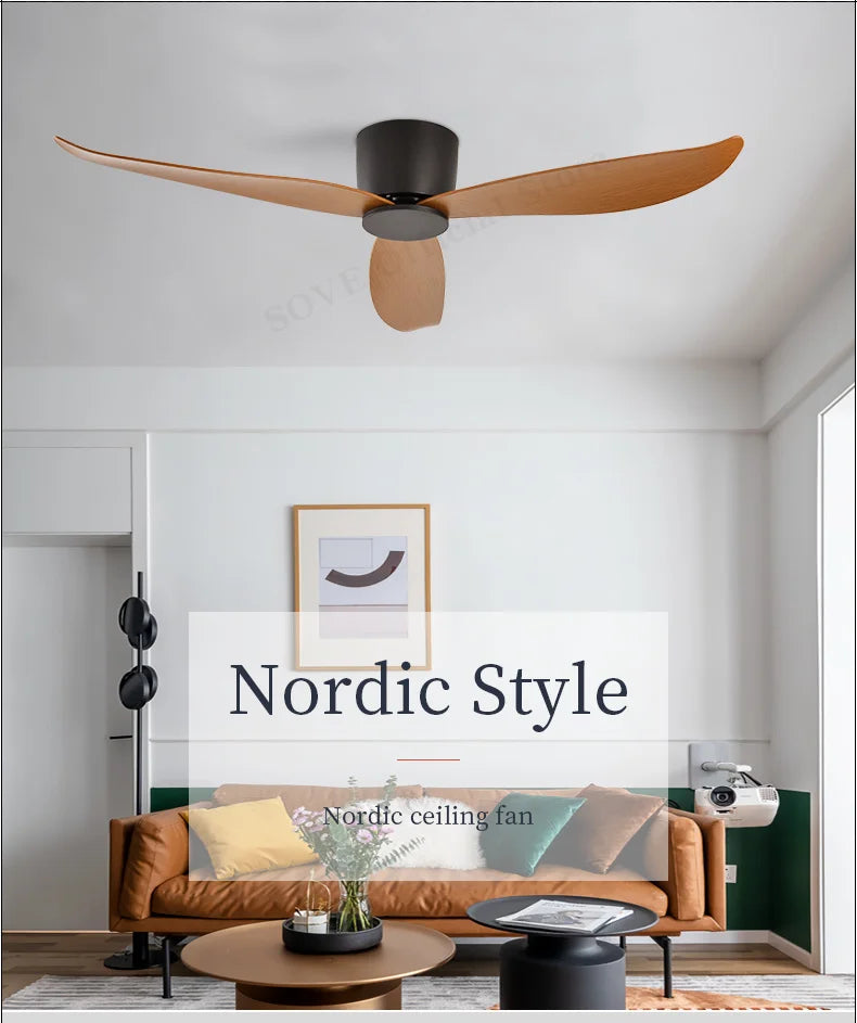 SOVE Modern Black White Low Floor DC Motor 30W Ceiling Fans With Remote Control Simple Ceiling Fan Without Light Home Fan 220V