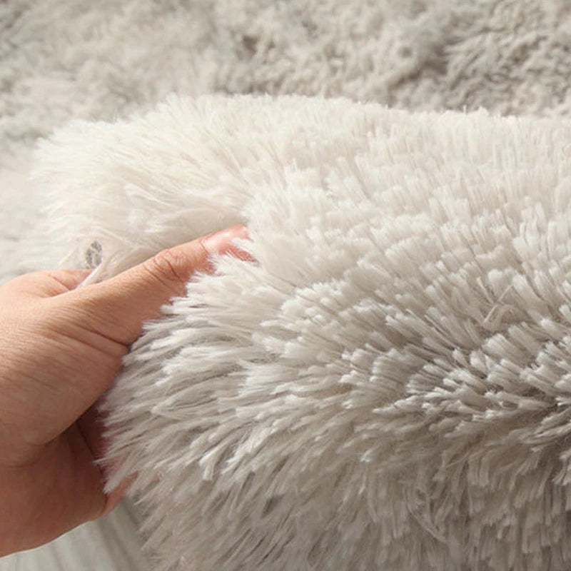 Fluffy Round Rugs For Girls Bedroom Soft Shaggy White Carpet In The Living Room Bedside Rugs Pink Home Decor Hairy Baby Play Mat