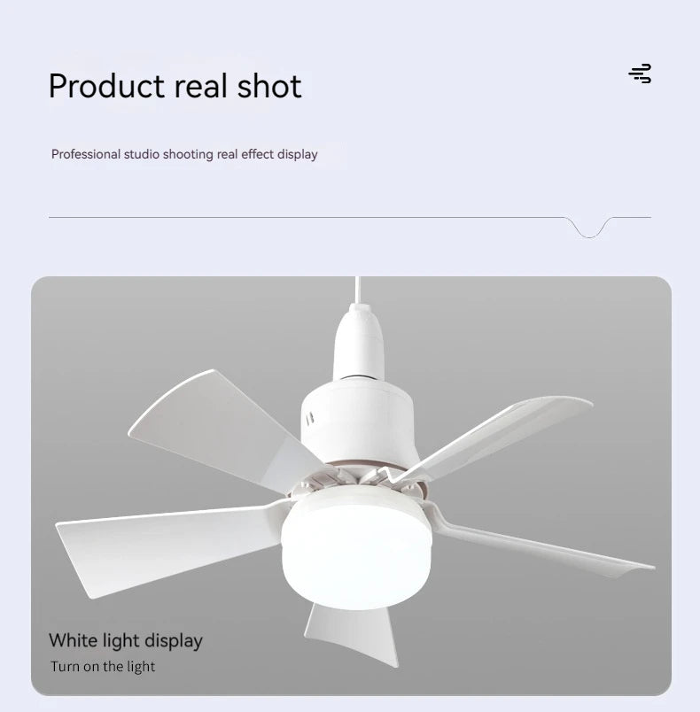 LED Ceiling Fan with Lamp and Remote Control Dimmable 3-Speed Fan Silent Timed AC85-265V for Bedroom Living Room