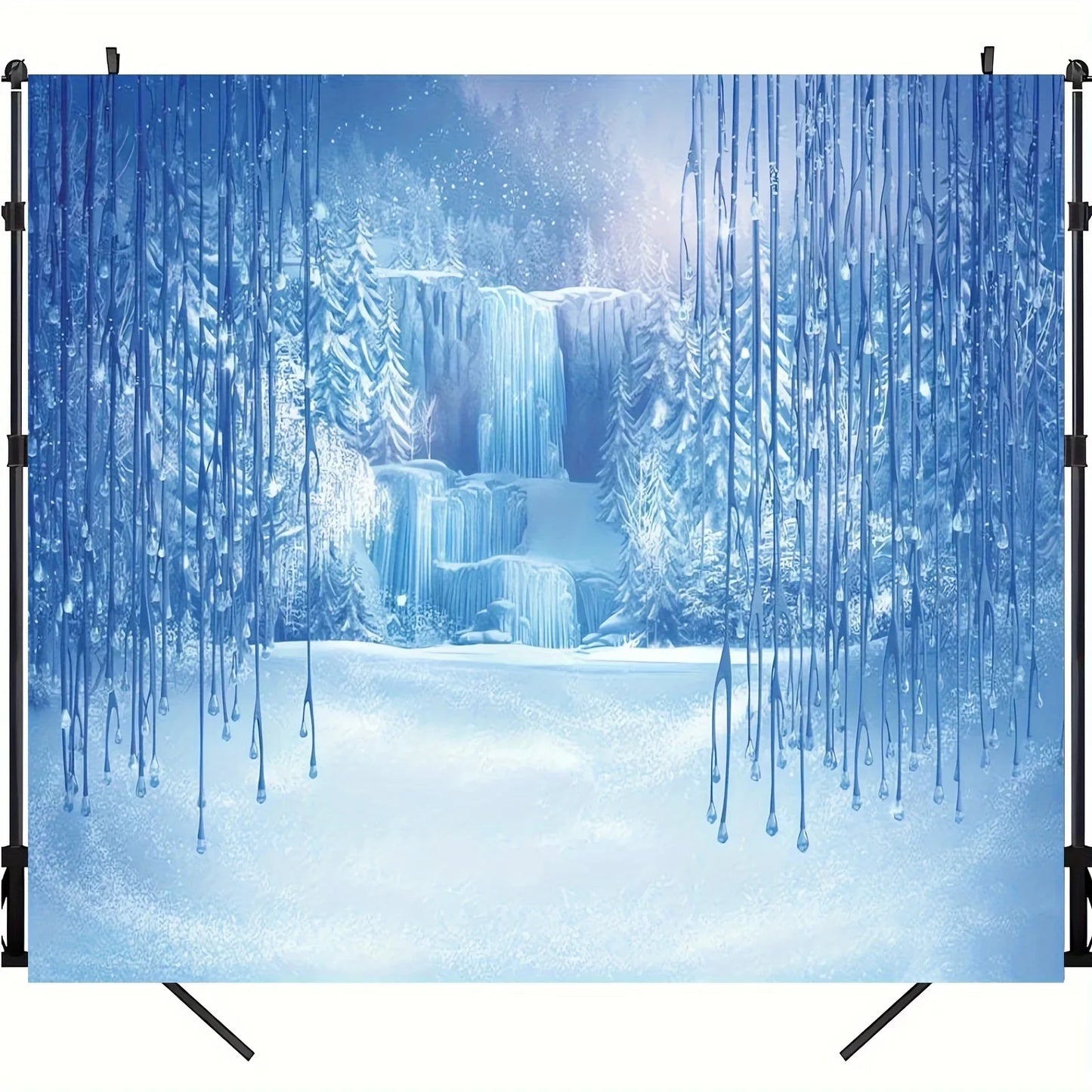 Winter Backdrop: Ice and Snow White World Photo Backdrop Christmas Winter Frozen Snow Ice Crystal Pendant