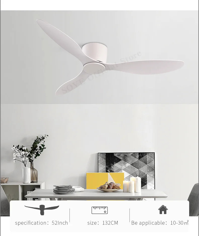 SOVE Modern Black White Low Floor DC Motor 30W Ceiling Fans With Remote Control Simple Ceiling Fan Without Light Home Fan 220V