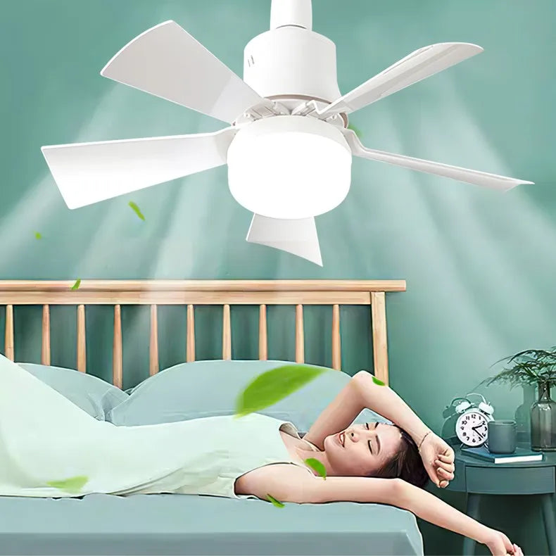 LED Ceiling Fan with Lamp and Remote Control Dimmable 3-Speed Fan Silent Timed AC85-265V for Bedroom Living Room