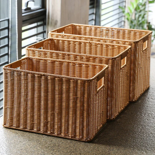 Large Capacity Hand-woven Straw Rattan Storage Basket