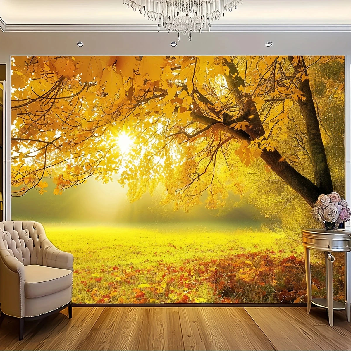 Autumn Golden Maple Background Photo Prop, Wall Decoration