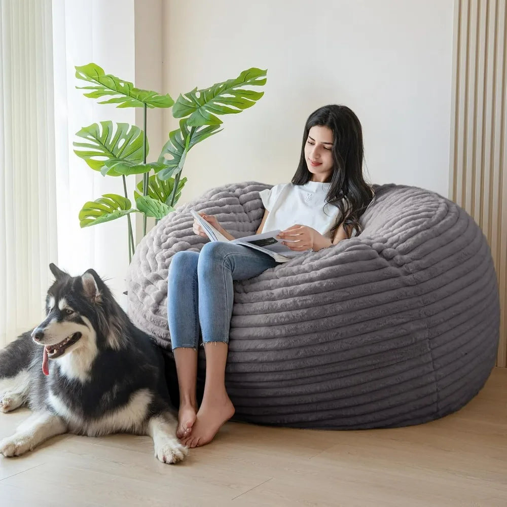 Bean Bag Chair Bed for Adults, Convertible Beanbag Folds From Lazy Chair To Floor Mattress Bed, Large Floor Sofa Couch