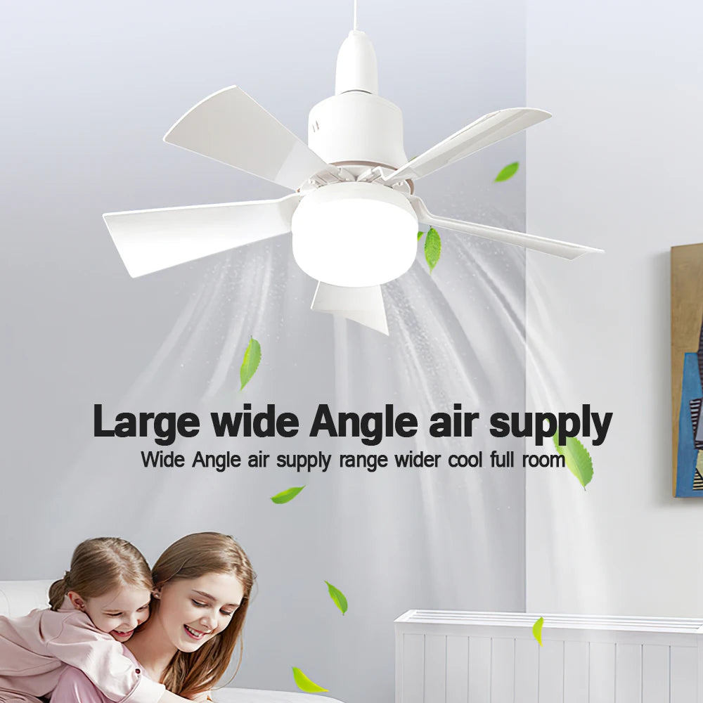 LED Ceiling Fan with Lamp and Remote Control Dimmable 3-Speed Fan Silent Timed AC85-265V for Bedroom Living Room