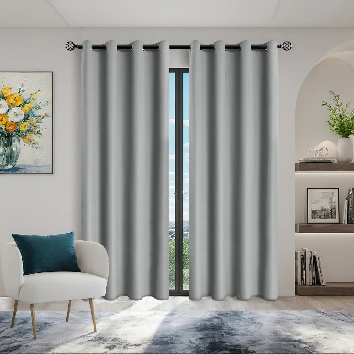 1pc Solid color full shading and sun protection 100% Blackout curtains, bedroom and living room shading curtains