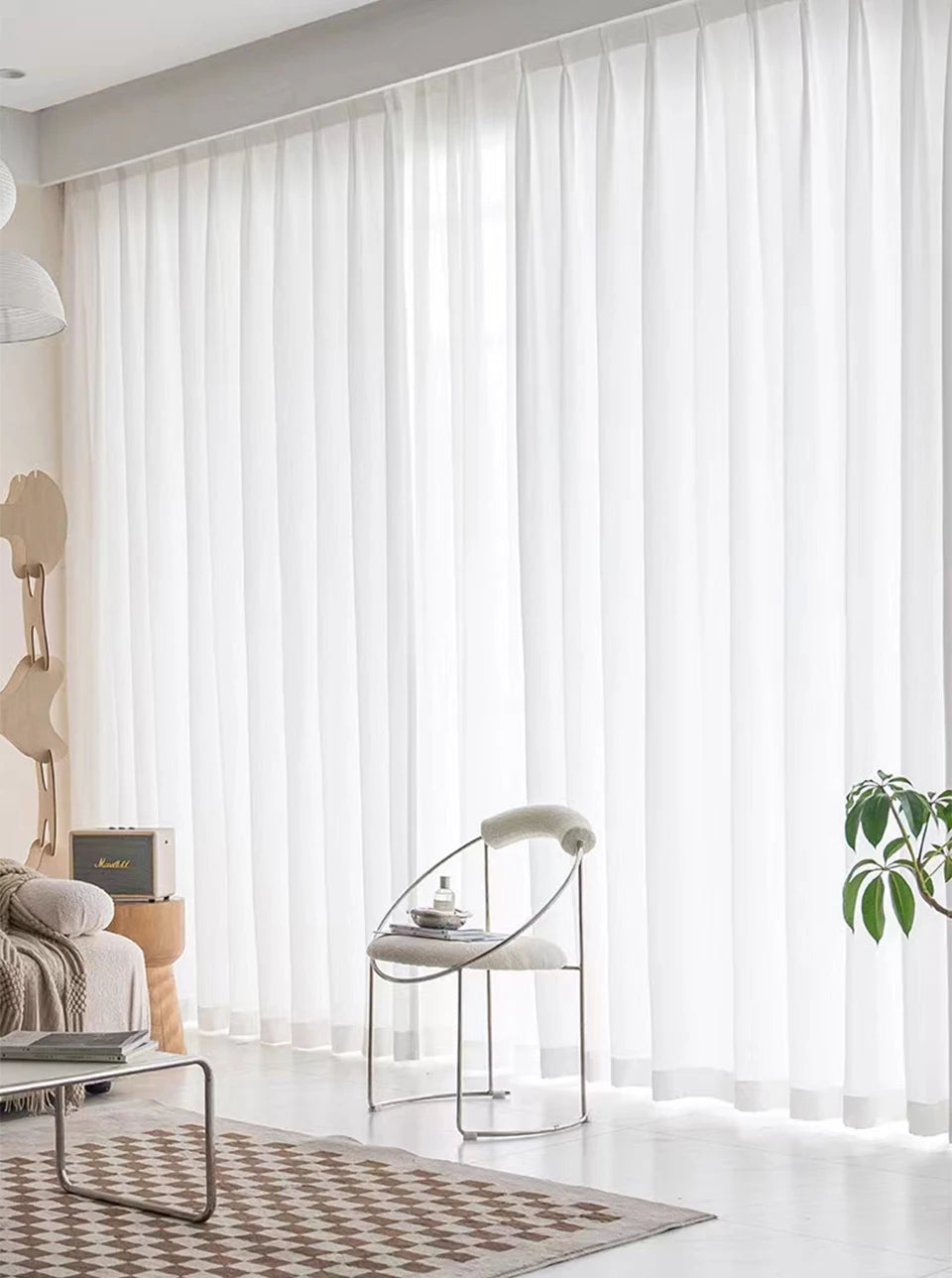 Asazal White Tulle High Quality Thick Yarn Luxury Chiffon Window Curtains For Bedroom Villa Opaque Drapes Living Room Decoration