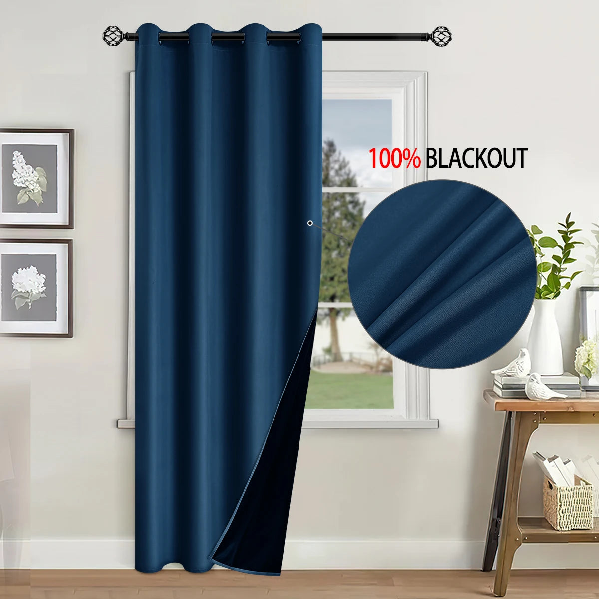 1pc Solid color full shading and sun protection 100% Blackout curtains, bedroom and living room shading curtains