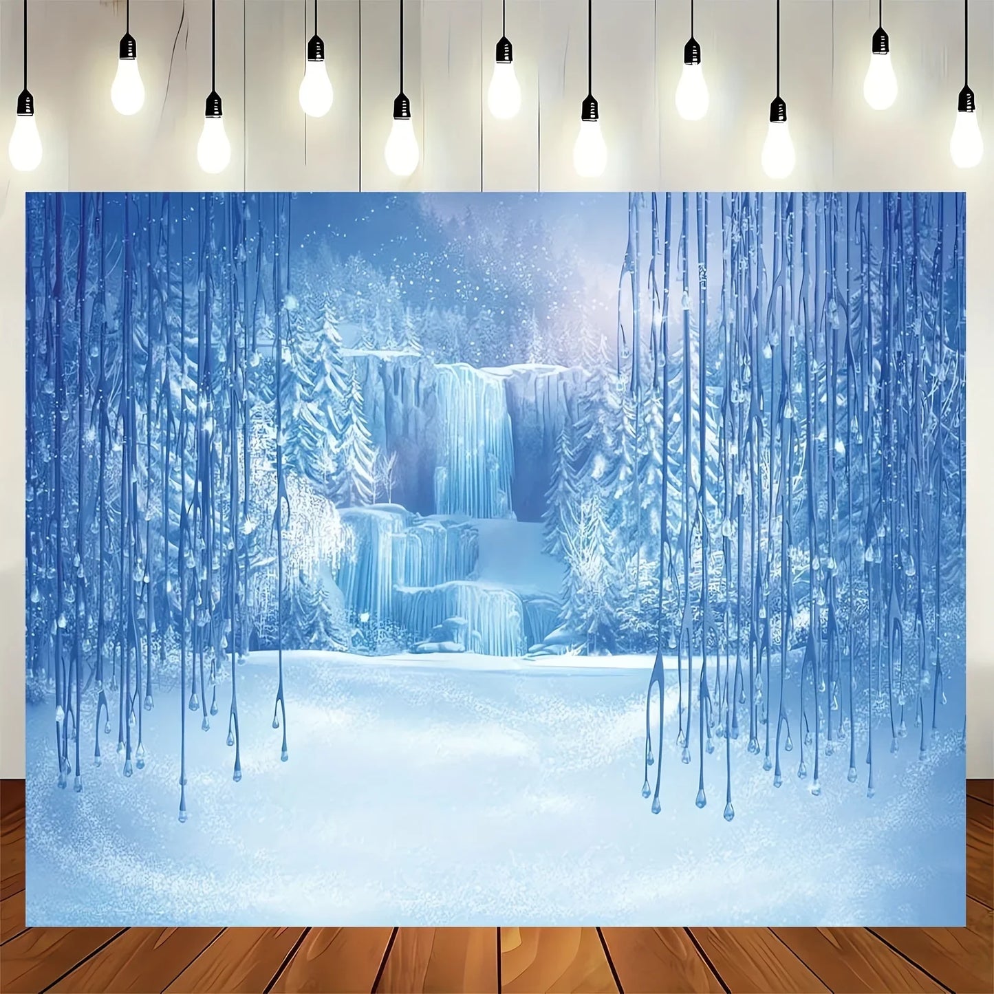 Winter Backdrop: Ice and Snow White World Photo Backdrop Christmas Winter Frozen Snow Ice Crystal Pendant