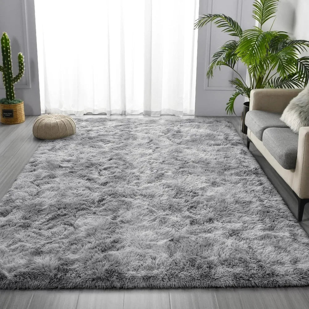 Large Shag Area Rugs 6 x 9, Tie-Dyed Plush Fuzzy Rugs for Living Room, Ultra Soft Fluffy Furry Rugs for Bedroom, Indoor Carpet