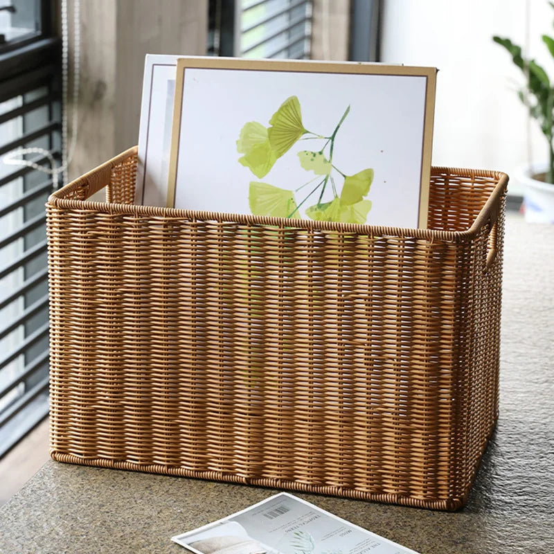 Large Capacity Hand-woven Straw Rattan Storage Basket