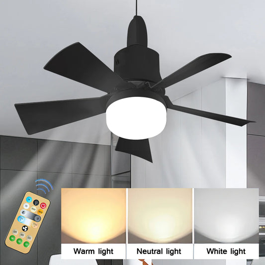 LED Ceiling Fan with Lamp and Remote Control Dimmable 3-Speed Fan Silent Timed AC85-265V for Bedroom Living Room