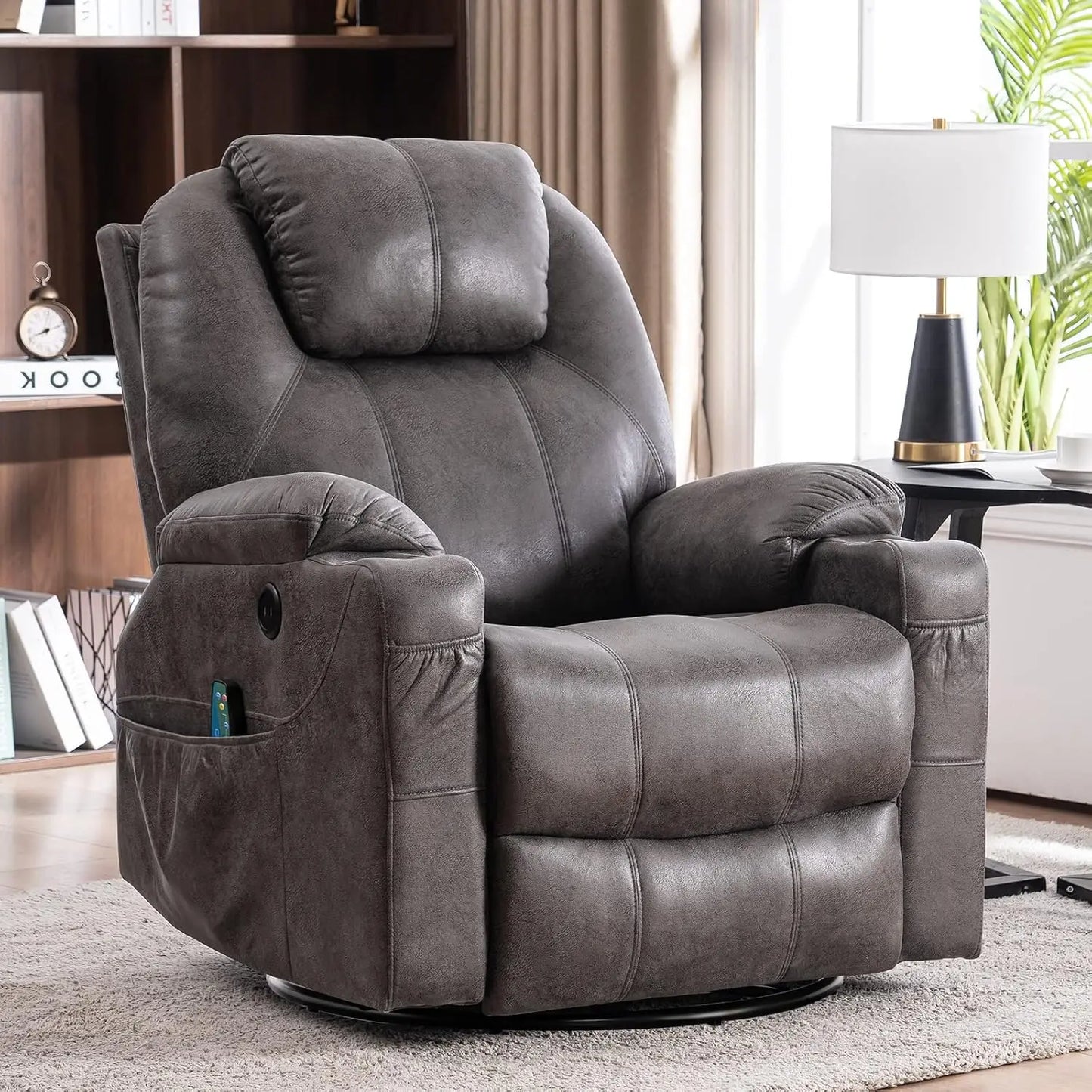 Swivel Rocker Massage Recliner Chair with Heat Ergonomic.