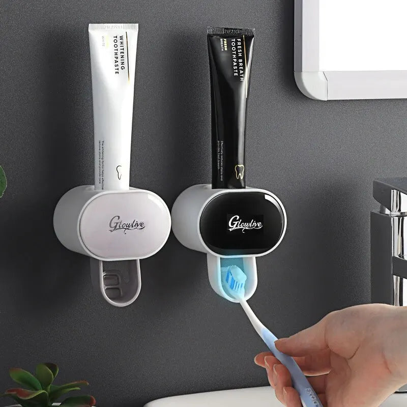 1pc Wall Mounted Automatic Toothpaste Squeezer and Toothbrush Holder - Convenient and Hygienic Bathroom Accessory