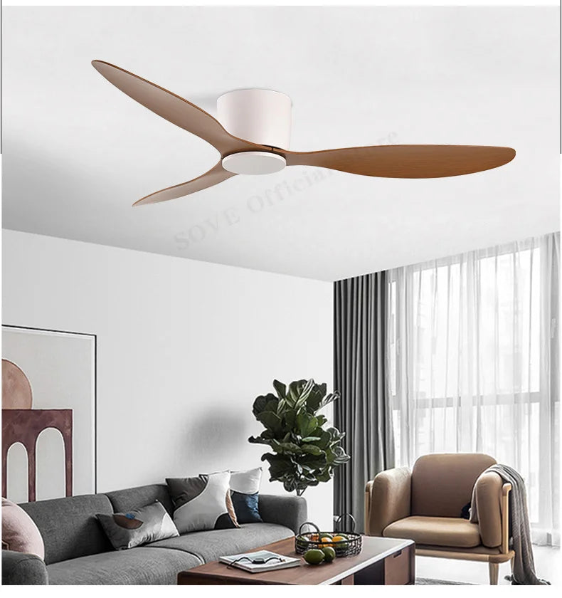 SOVE Modern Black White Low Floor DC Motor 30W Ceiling Fans With Remote Control Simple Ceiling Fan Without Light Home Fan 220V