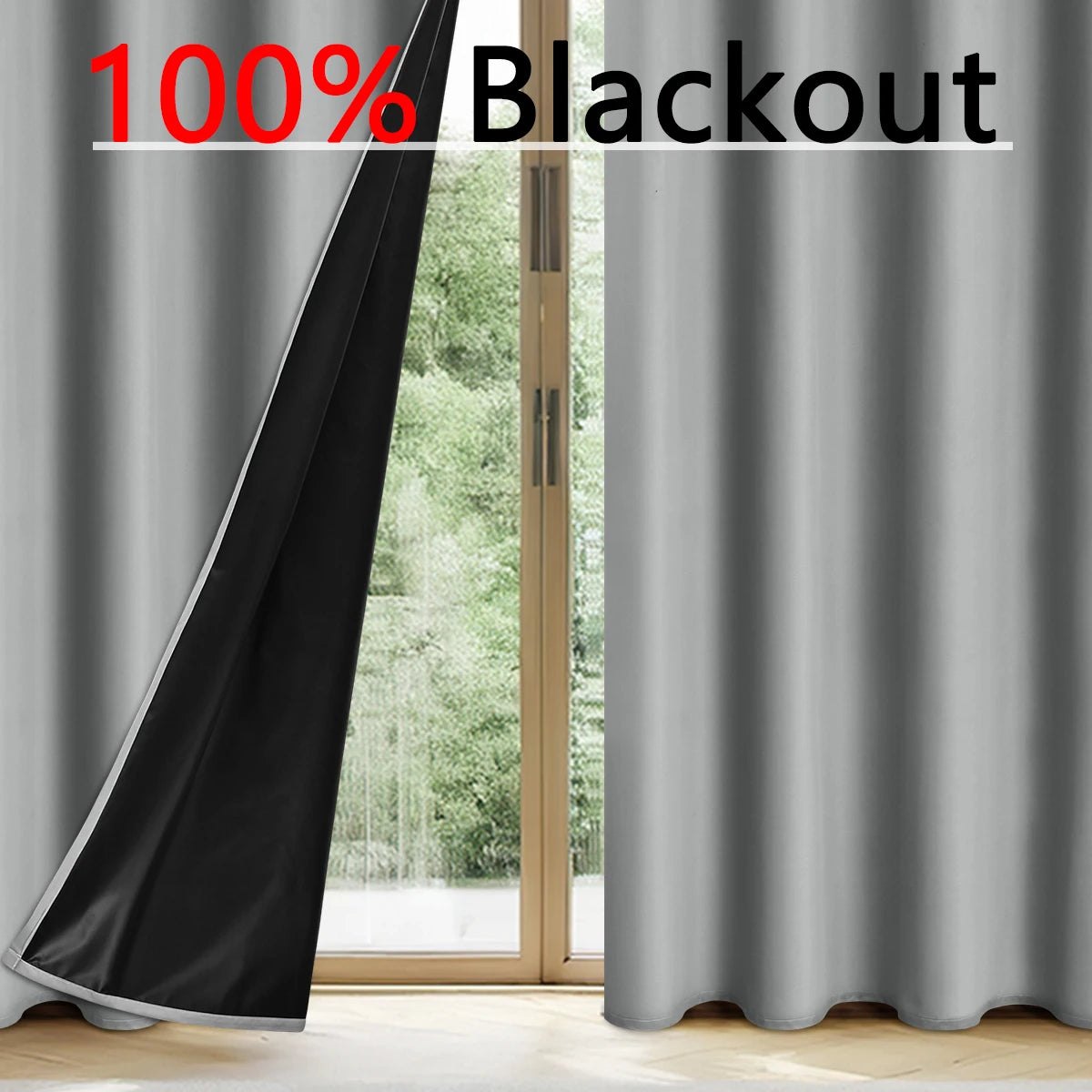 1pc Solid color full shading and sun protection 100% Blackout curtains, bedroom and living room shading curtains